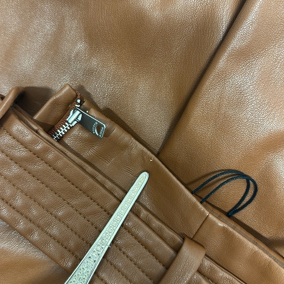 Scotch and Soda Skirt Midi Wrap Over Belted Faux Vegan Leather Tan Brown Size XS - Picture 11 of 12